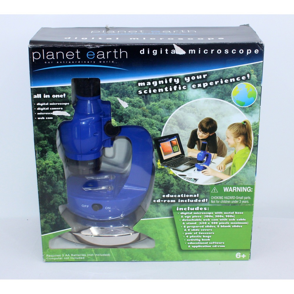 Planet Earth Digital Microscope Set 100x 300x 900x Educational Toy Blue
